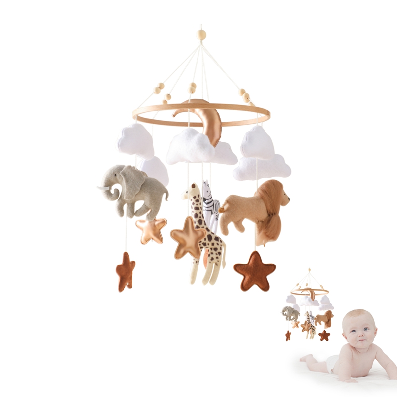 Baby Rattle Toy Set - Karuzela do łóżeczka, drewniana zabawka dla